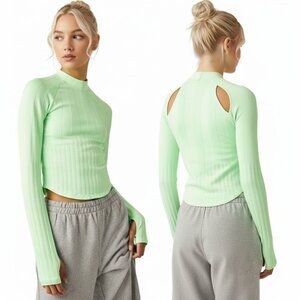 Free People Movement Neon Ribbed Cut Out Top Athleisure XS